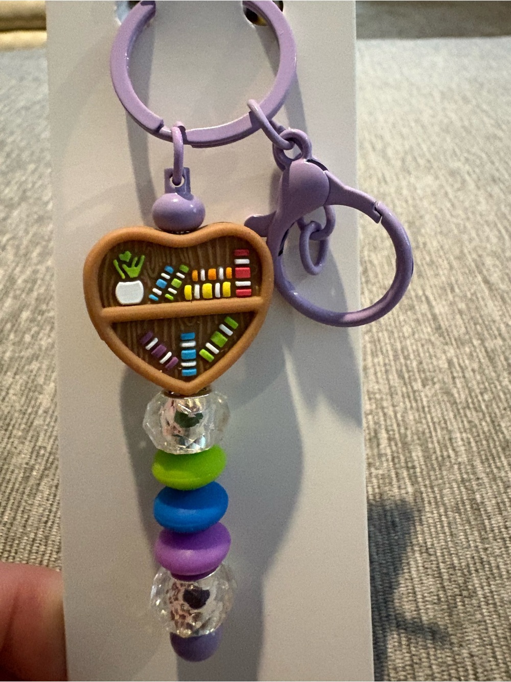 Hand Crafted Book Heart Colorful Keychain or Bag Charm - NWOT